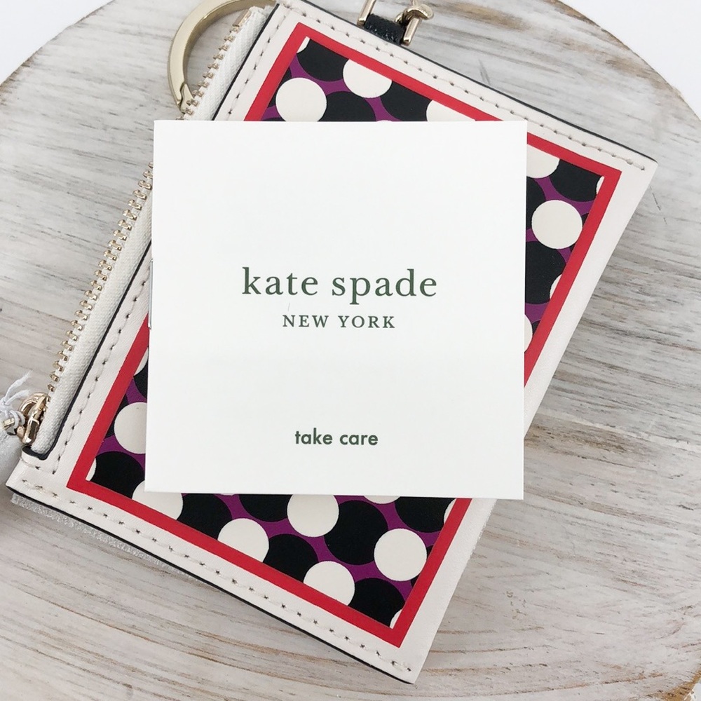 Kate Spade Black White Lucky Draw Double Zip Coin - Picture 5 of 9